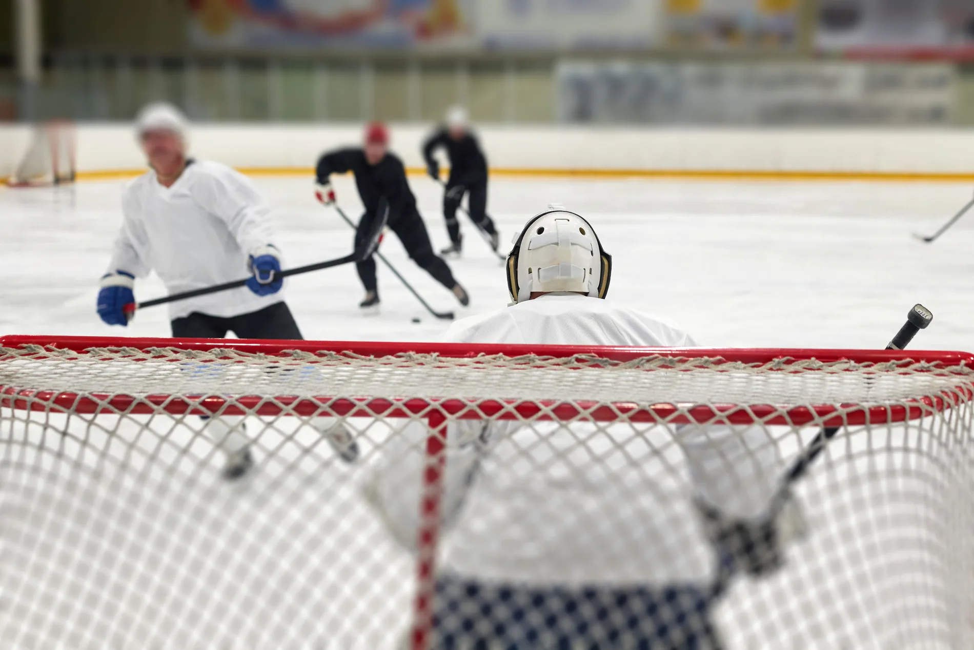 IJshockeywedstrijd in actie